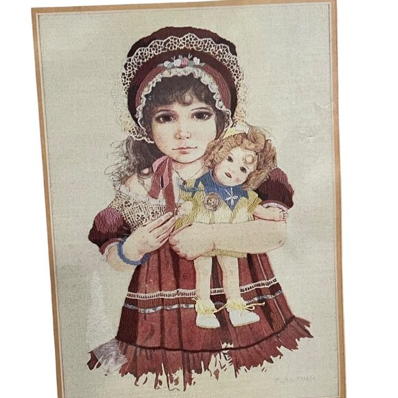 Vintage Needle Treasures Jan Hagara "Lydia And The Shirley Temple Doll" Embroide - Picture 2 of 6